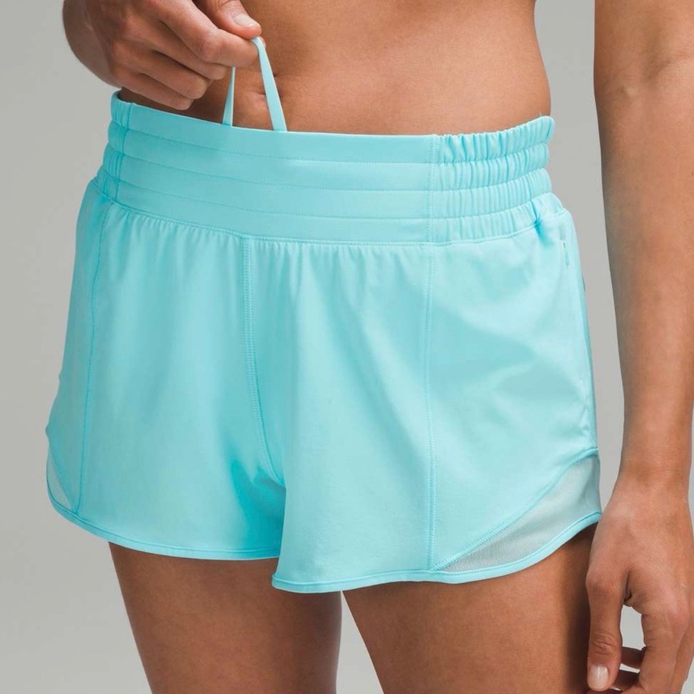 Lululemon Hotty Hot High-Rise Lined Short 4"Cyan Blue NWT SIZE 8